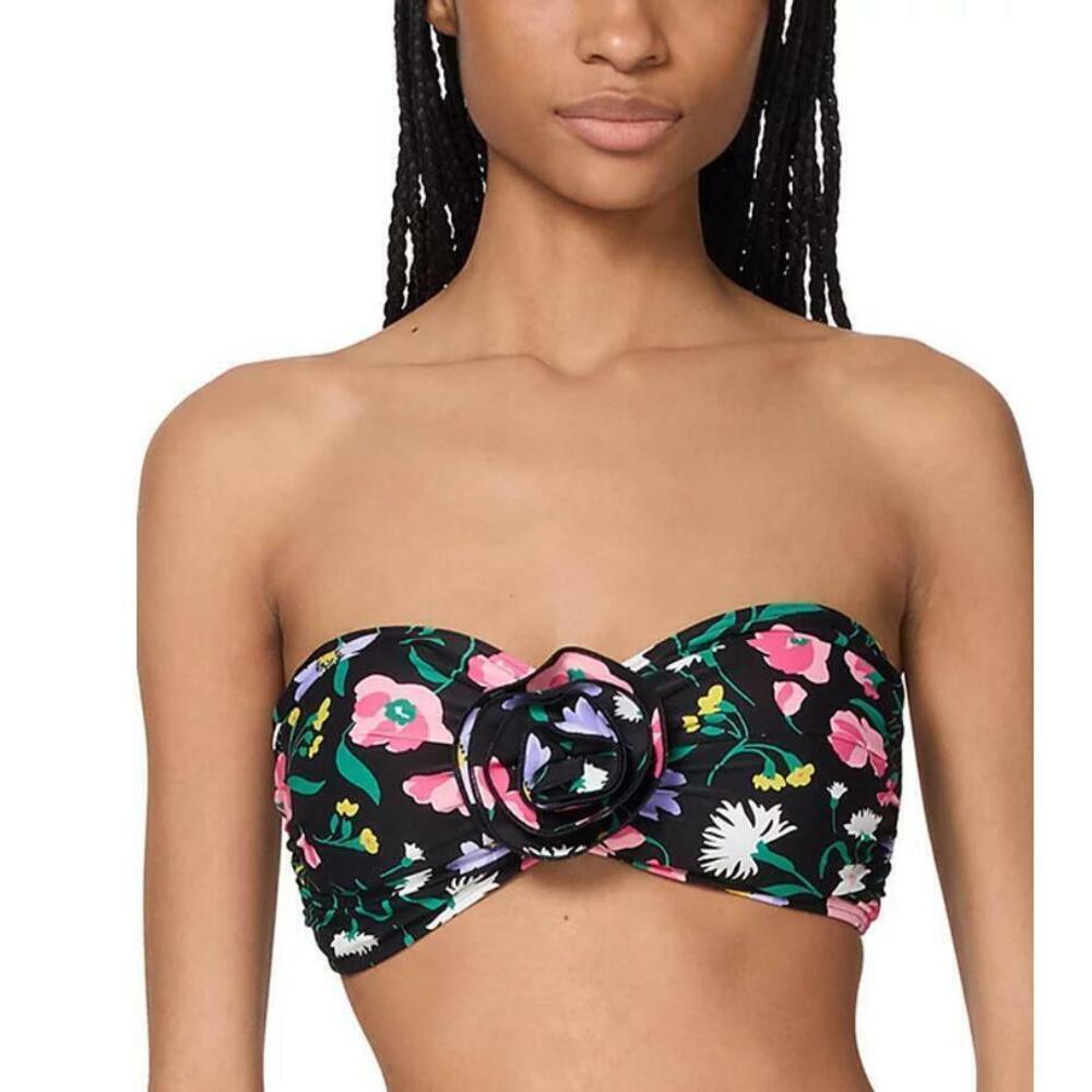 Kate Spade Women's Rosette-Trim Multicolor Bandeau Bikini Top XL